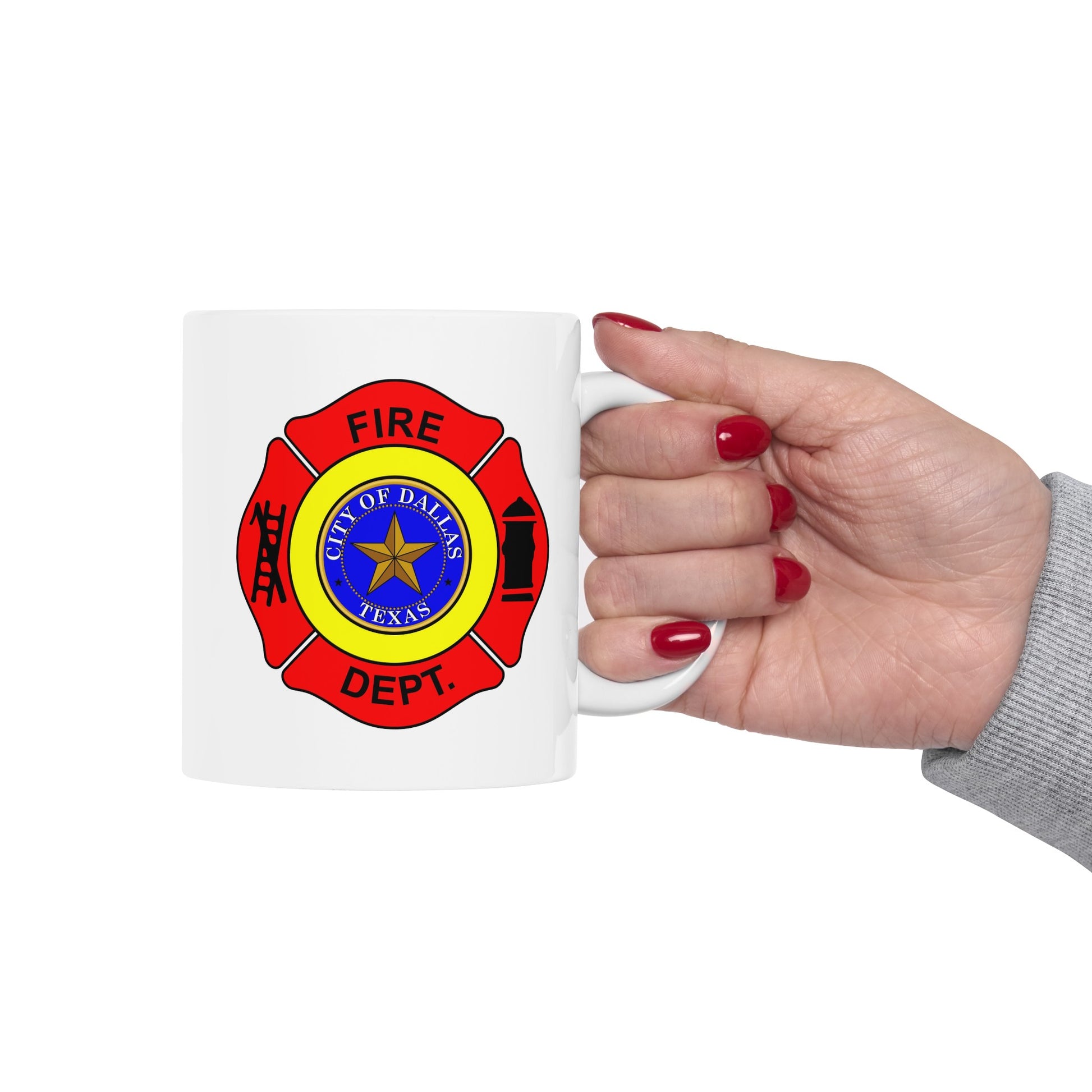 Dallas Fire Department Coffee Mug - Double Sided Print White Ceramic 11oz by TheGlassyLass.com