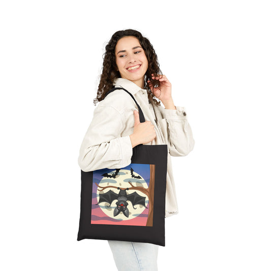 Bat Moon Haunted Halloween Trick or Treat Tote Bag - Heavyweight 100% Cotton Canvas by TheGlassyLass.com