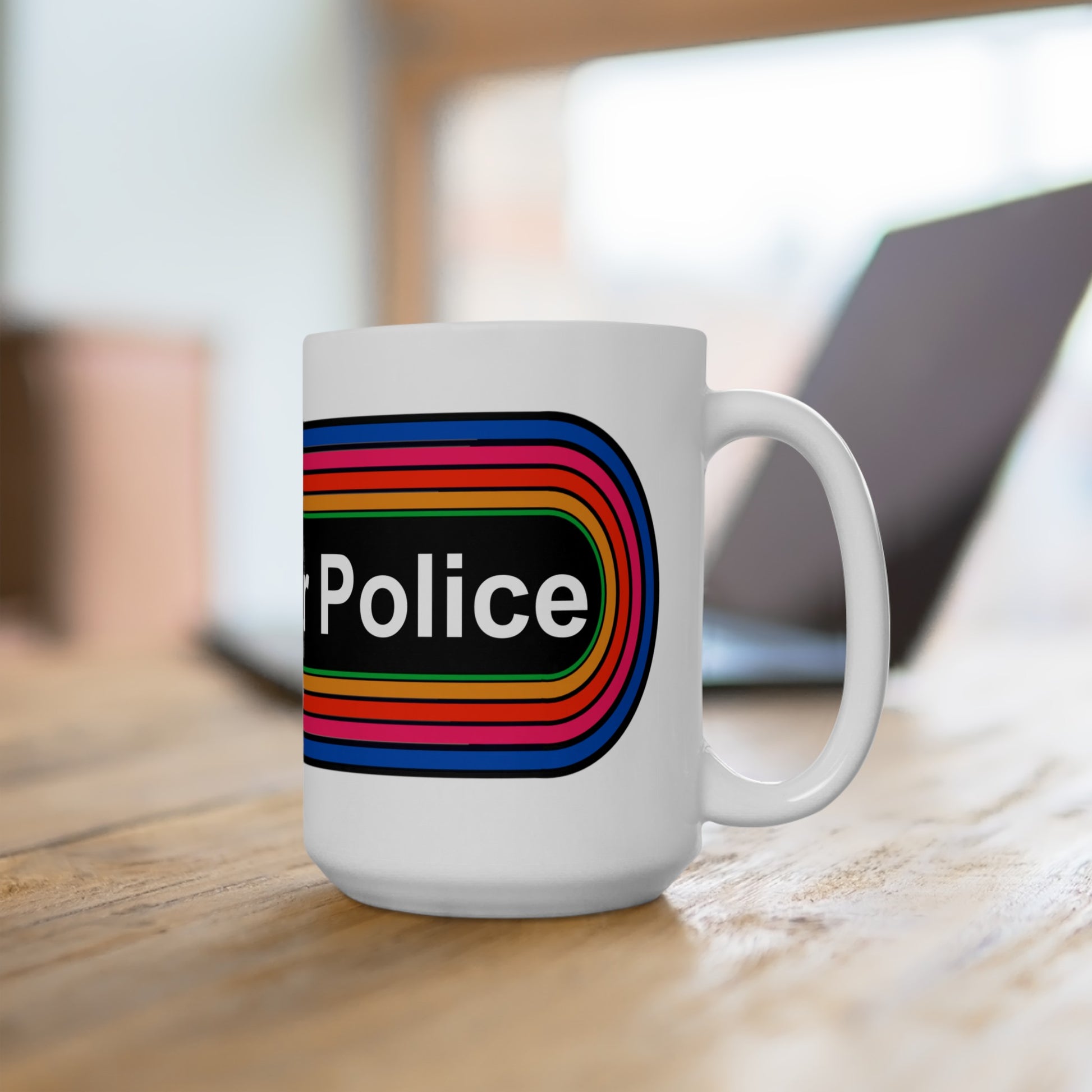 Rainbow Grammar Police Coffee Mug - Wrap Print White Ceramic 15oz - by TheGlassyLass.com