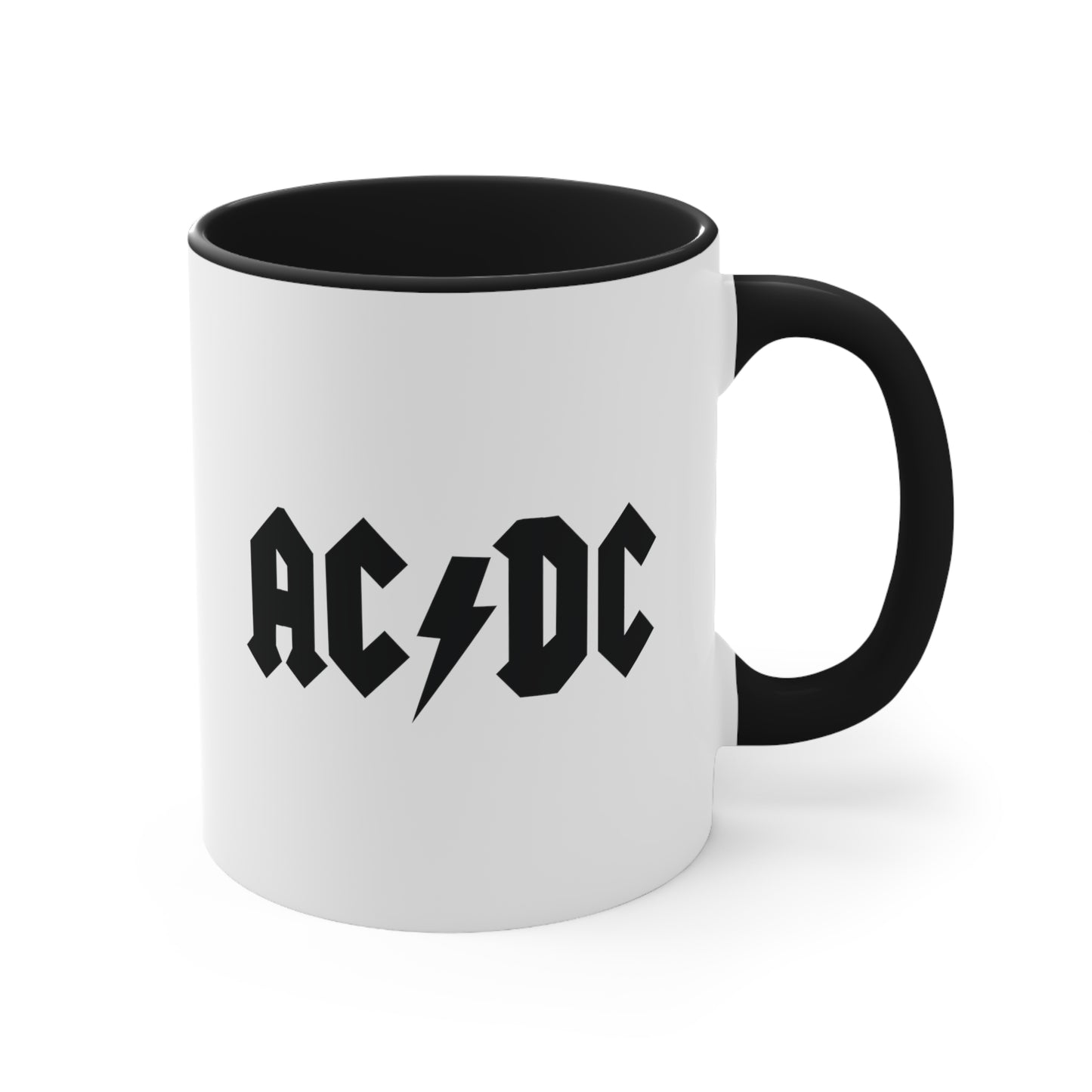 AC/DC Coffee Mug - Double Sided Black Accent White Ceramic 11oz by TheGlassyLass