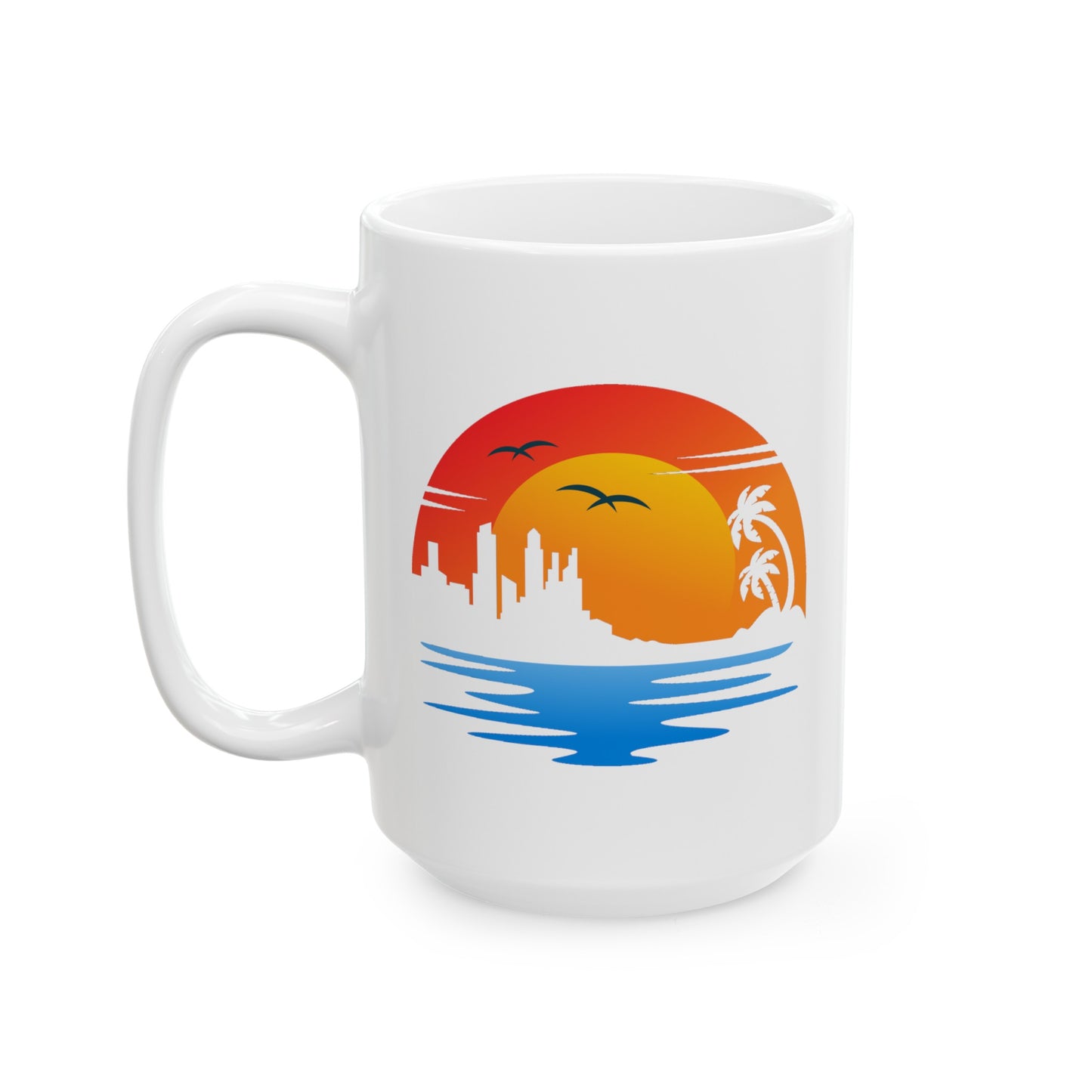 Life's a Beach Coffee Mug - Double Sided White Ceramic 15oz by TheGlassyLass.com