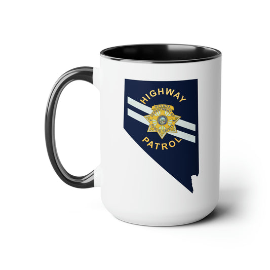 Nevada Highway Patrol Coffee Mug - Double Sided Black Accent White Ceramic 15oz by TheGlassyLass