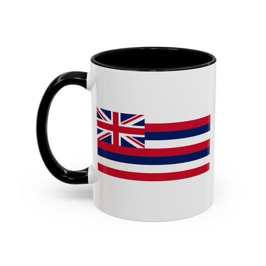 Hawaii State Flag - Double Sided Black Accent White Ceramic Coffee Mug 11oz by TheGlassyLass.com
