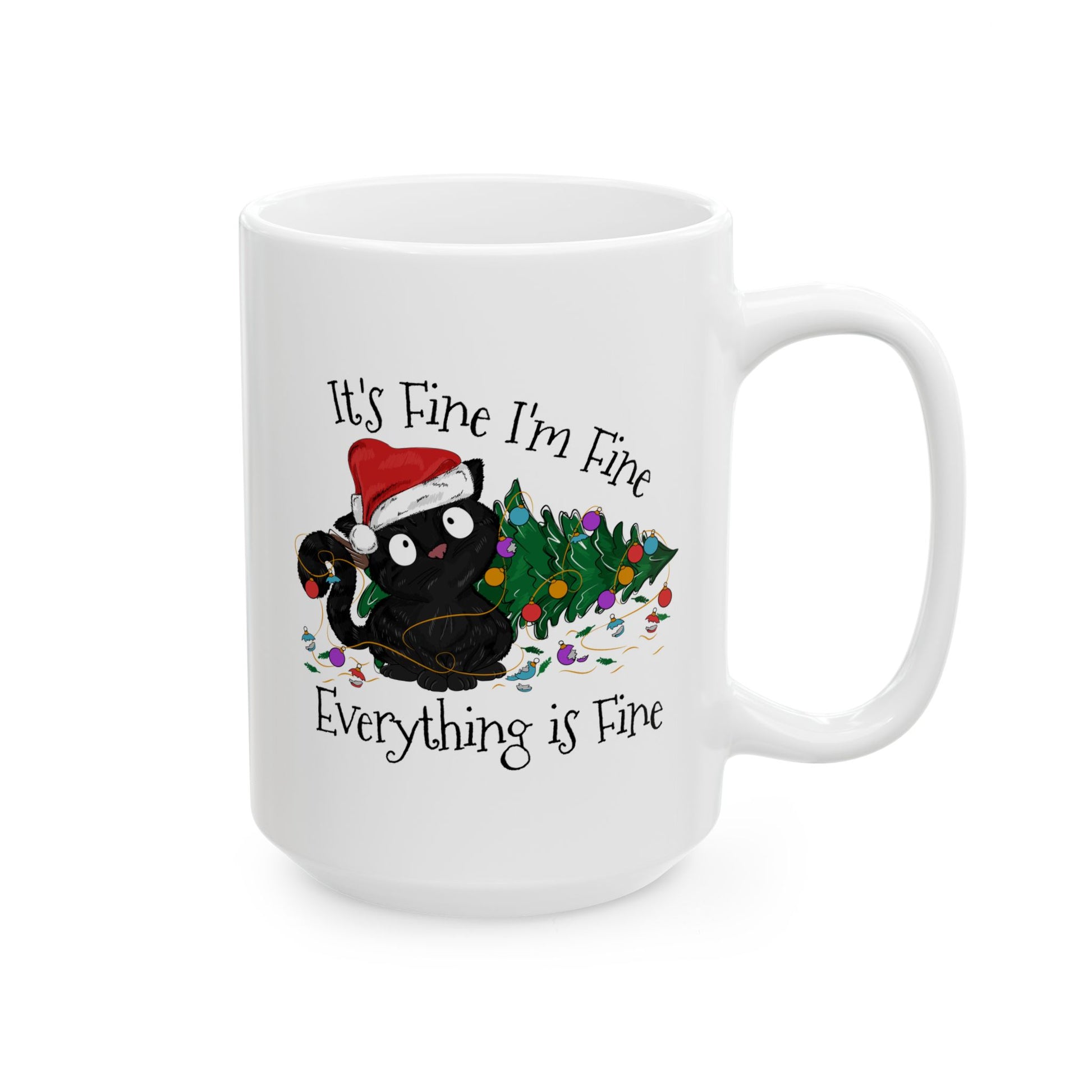 Everything is Fine Coffee Mug - Double Sided White Ceramic 15oz by TheGlassyLass.com