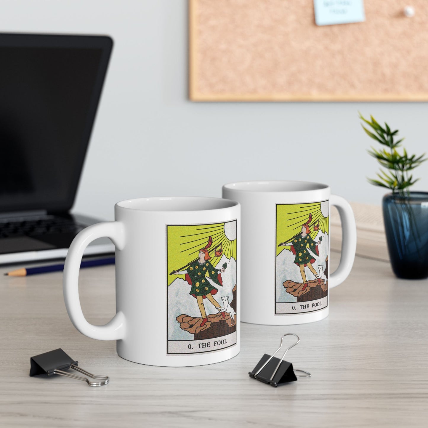 The Fool Tarot Card Coffee Mug - Double Sided Print, White Ceramic, 11oz by TheGlassyLass.com