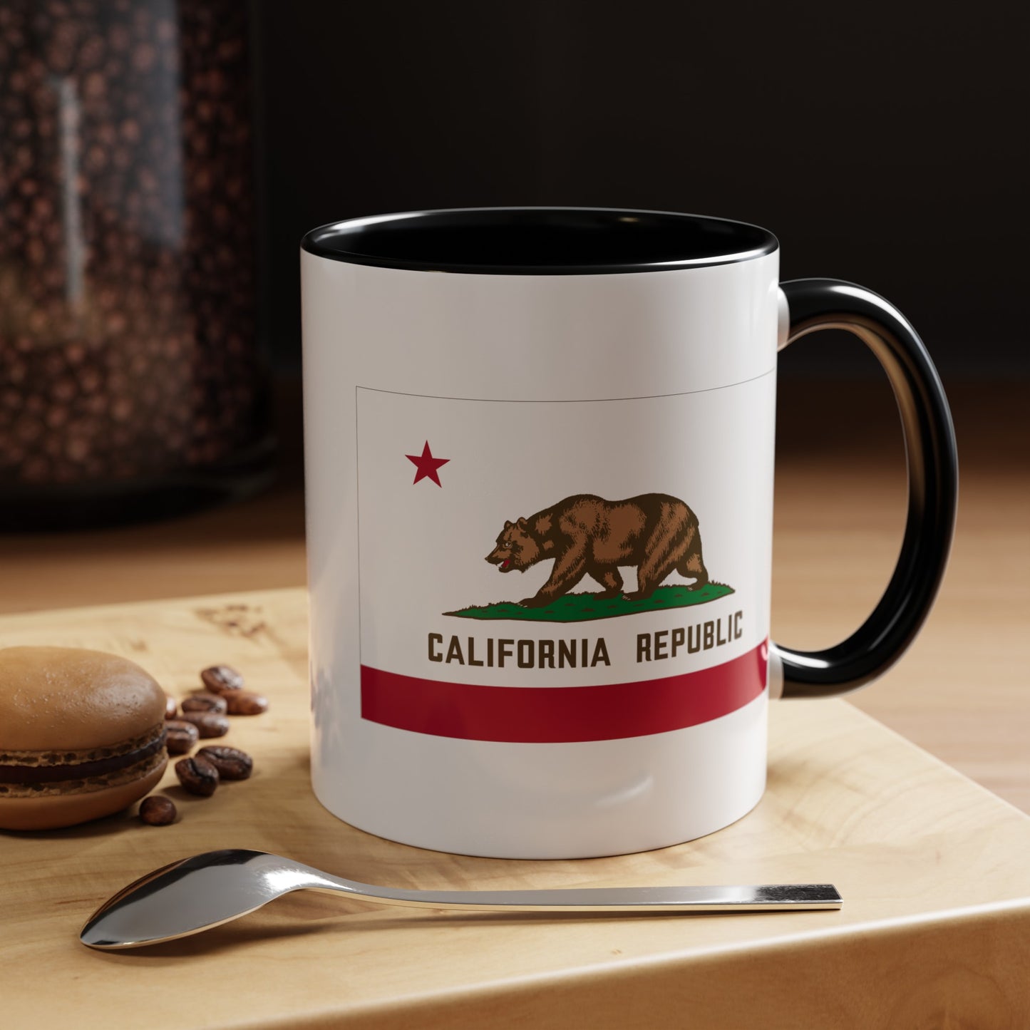 California State Flag - Double Sided Black Accent White Ceramic Coffee Mug 11oz by TheGlassyLass.com