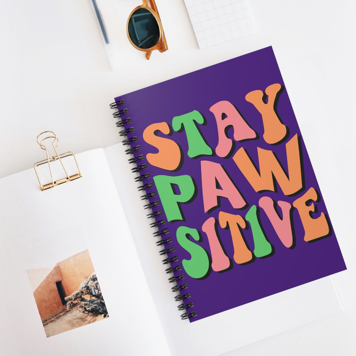 Stay Pawsitive: Spiral Notebook - Log Books - Journals - Diaries - and More Custom Printed by TheGlassyLass.com