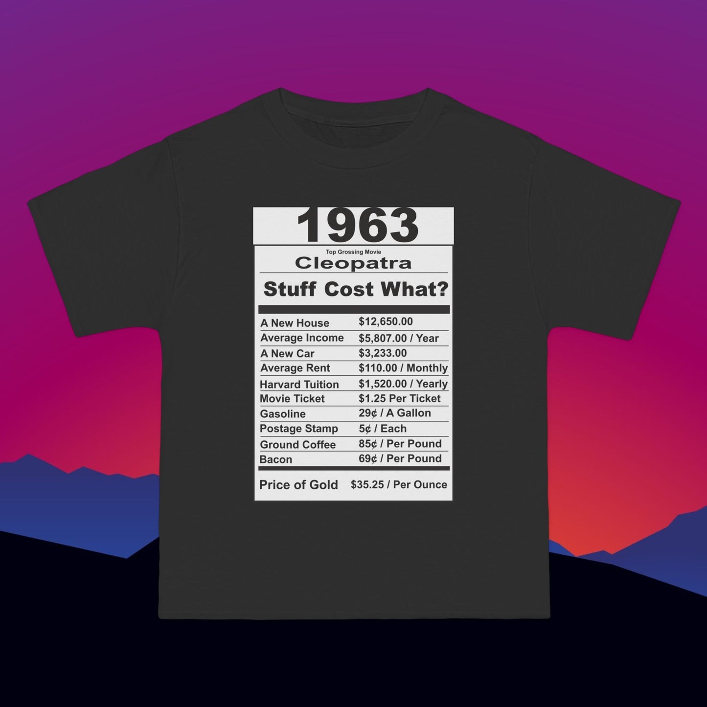 1963 Birthday T-Shirt: (Hanes Beefy-T 100% Preshrunk Cotton Custom Printed by TheGlassyLass.com