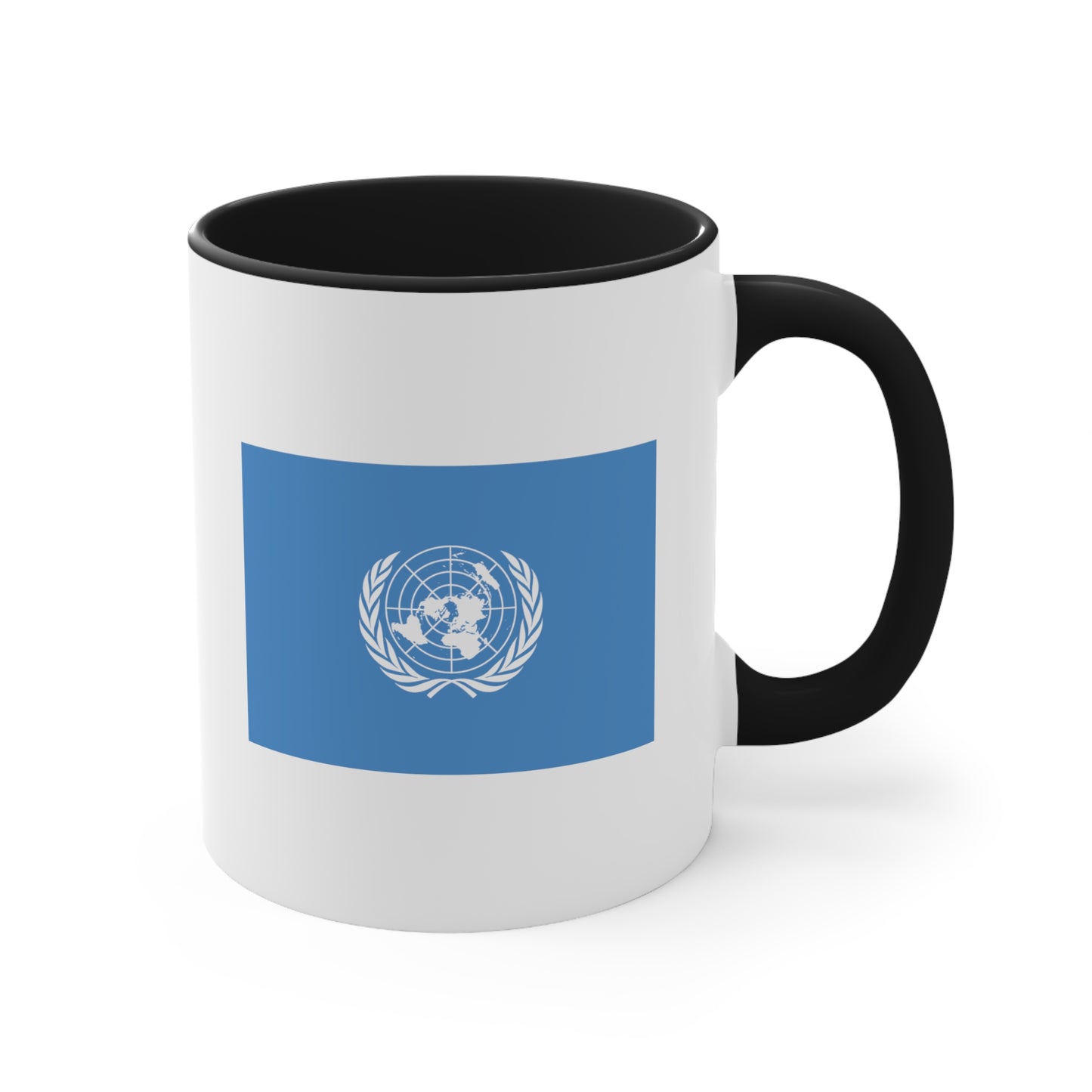 United Nations Coffee Mug - Double Sided Black Accent White Ceramic 11oz by TheGlassyLass.com