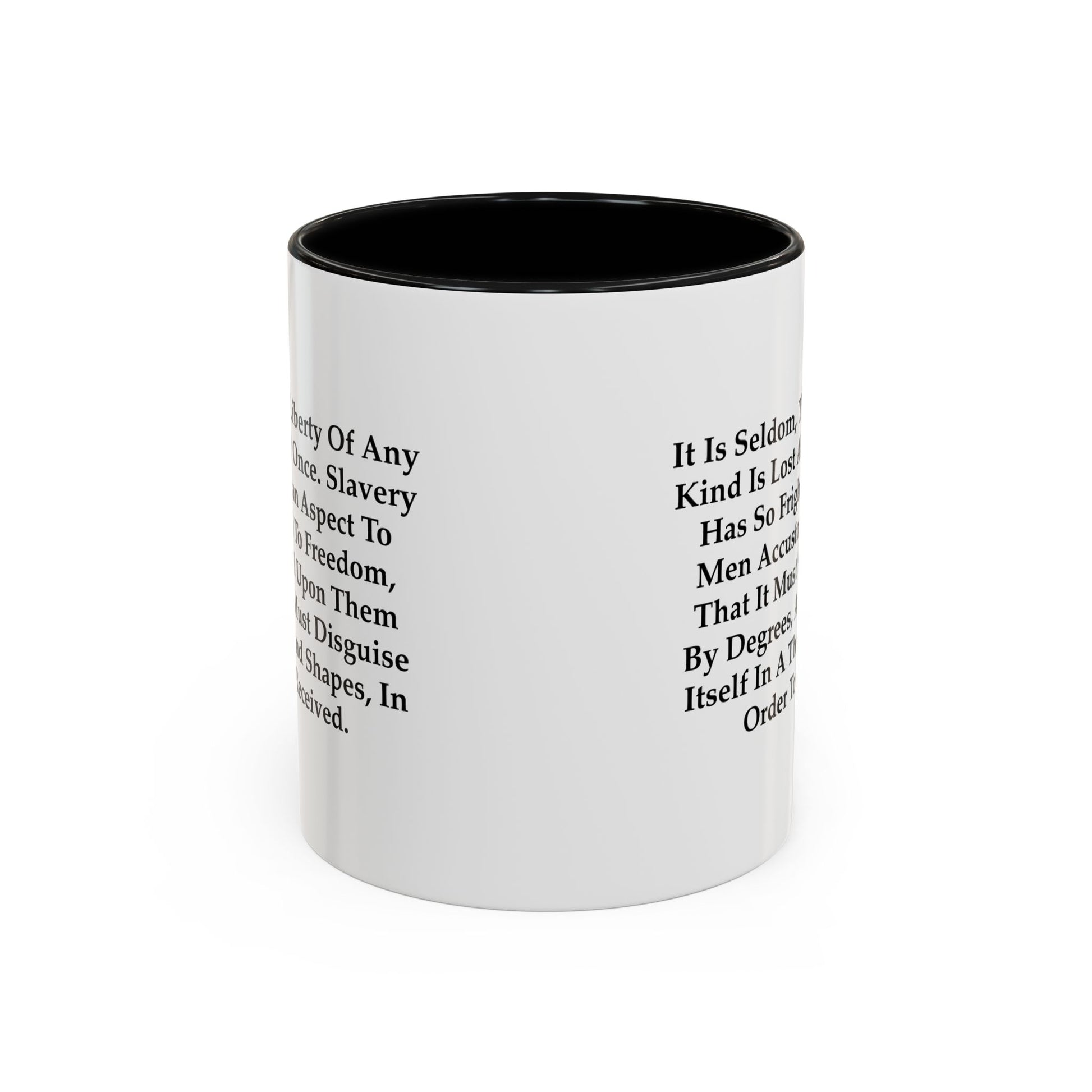 Liberty Lost Coffee Mug - Double Sided Black Accent White Ceramic 11oz by TheGlassyLass.com