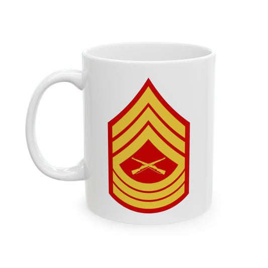 United States Marine Corps Master Sergeant (E-8) Chevron Coffee Mug - Double Sided White Ceramic 11oz - by TheGlassyLass.com