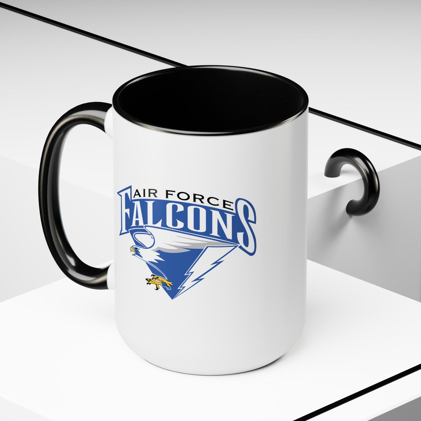 Air Force Falcons - Double Sided Black Accent White Ceramic Coffee Mug 15oz by TheGlassyLass.com