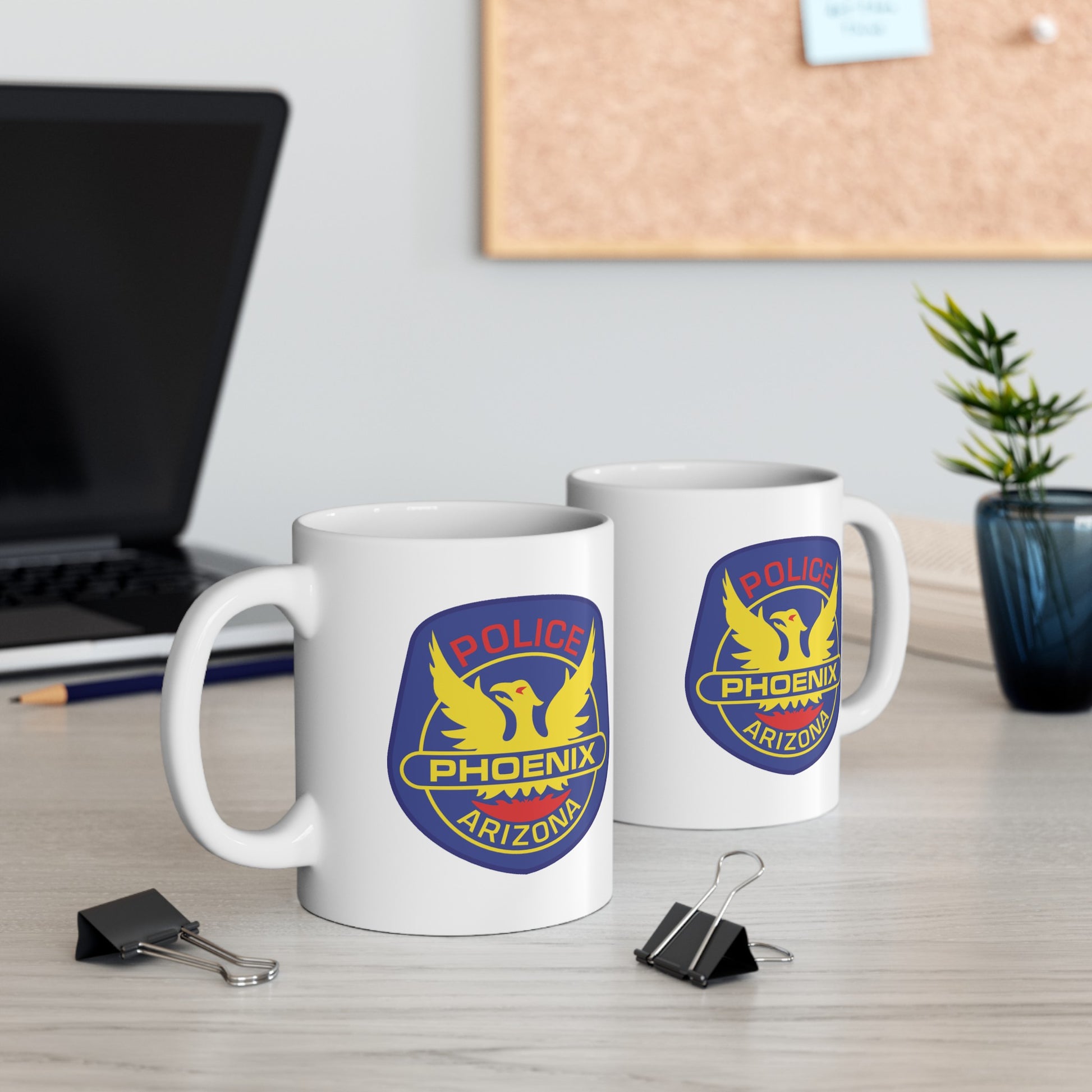 Phoenix Police Coffee Mug - Double Sided White Ceramic 11oz by TheGlassyLass.com