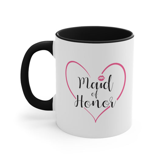 Maid of Honor Coffee Mug - Double Sided Black Accent Ceramic 11oz by TheGlassyLass.com
