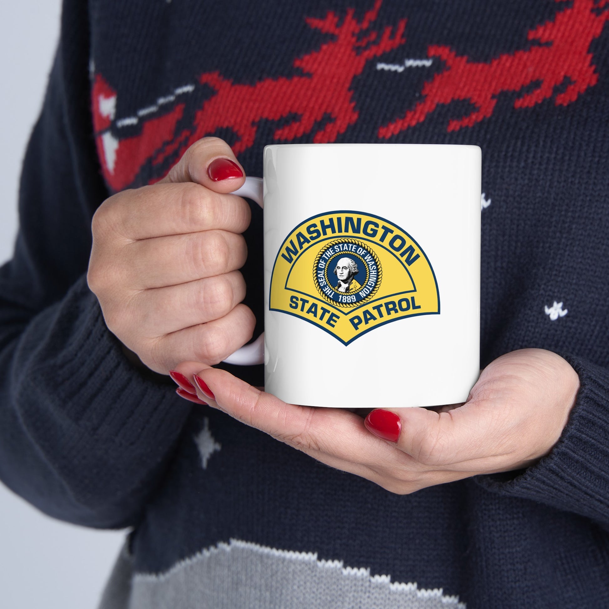 Washington State Patrol Coffee Mug - Double Sided White Ceramic 11oz by TheGlassyLass.com