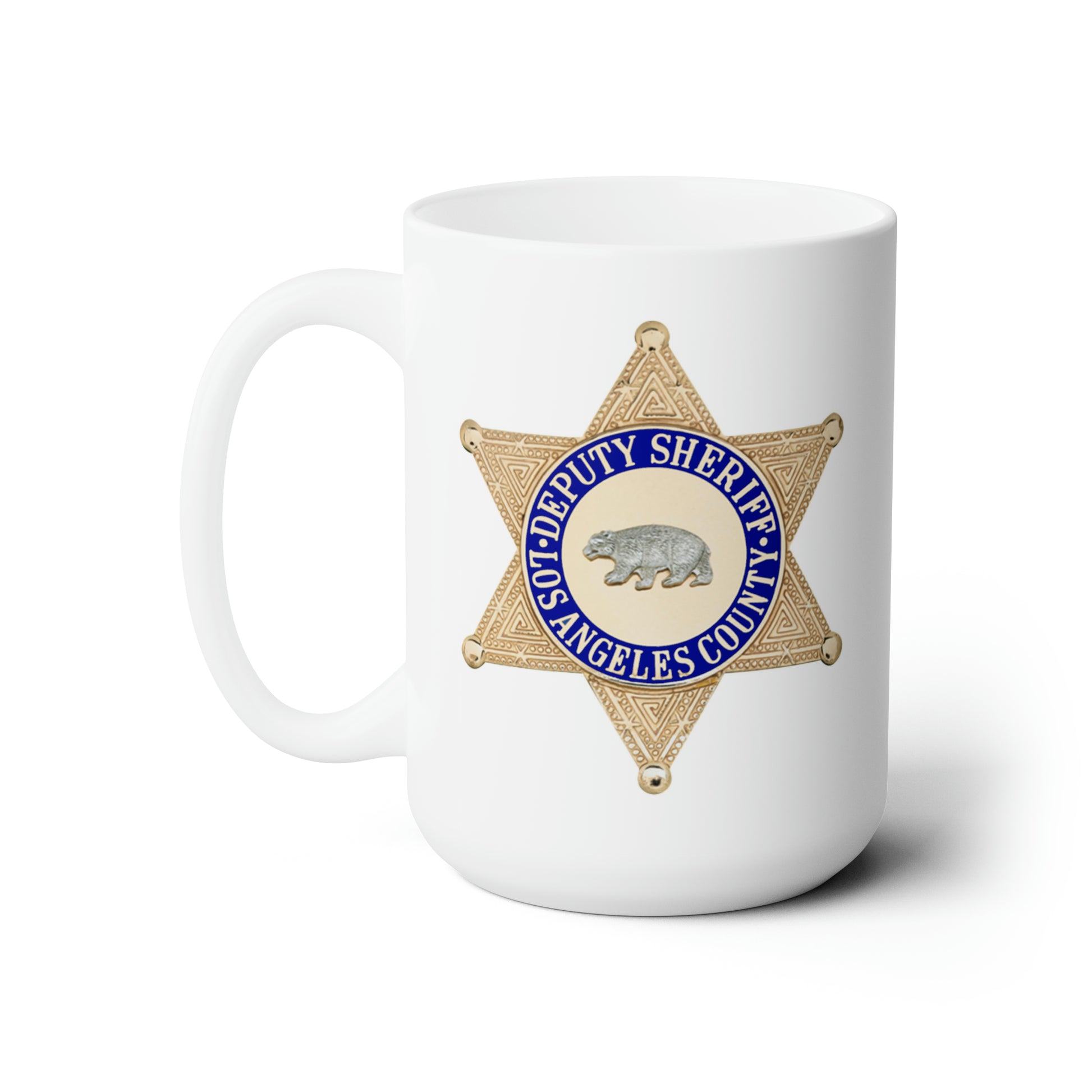 LASD Deputy Sheriff Badge Coffee Mug - Double Sided White Ceramic 15oz by TheGlassyLass