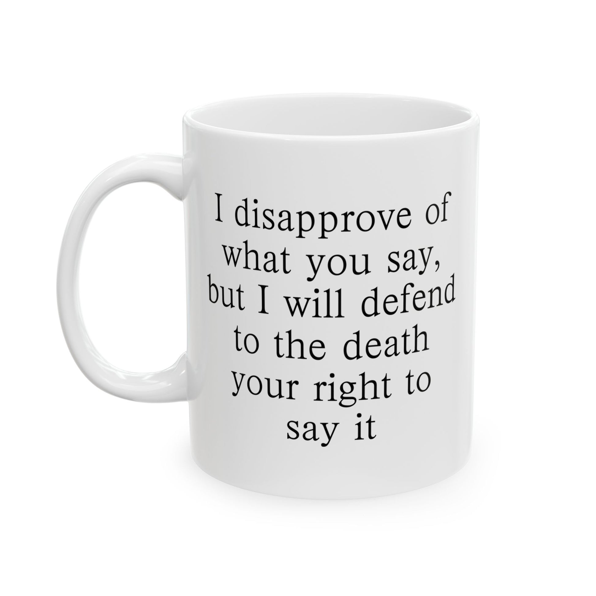 Defend To The Death Coffee Mug - Double Sided White Ceramic 11oz by TheGlassyLass.com