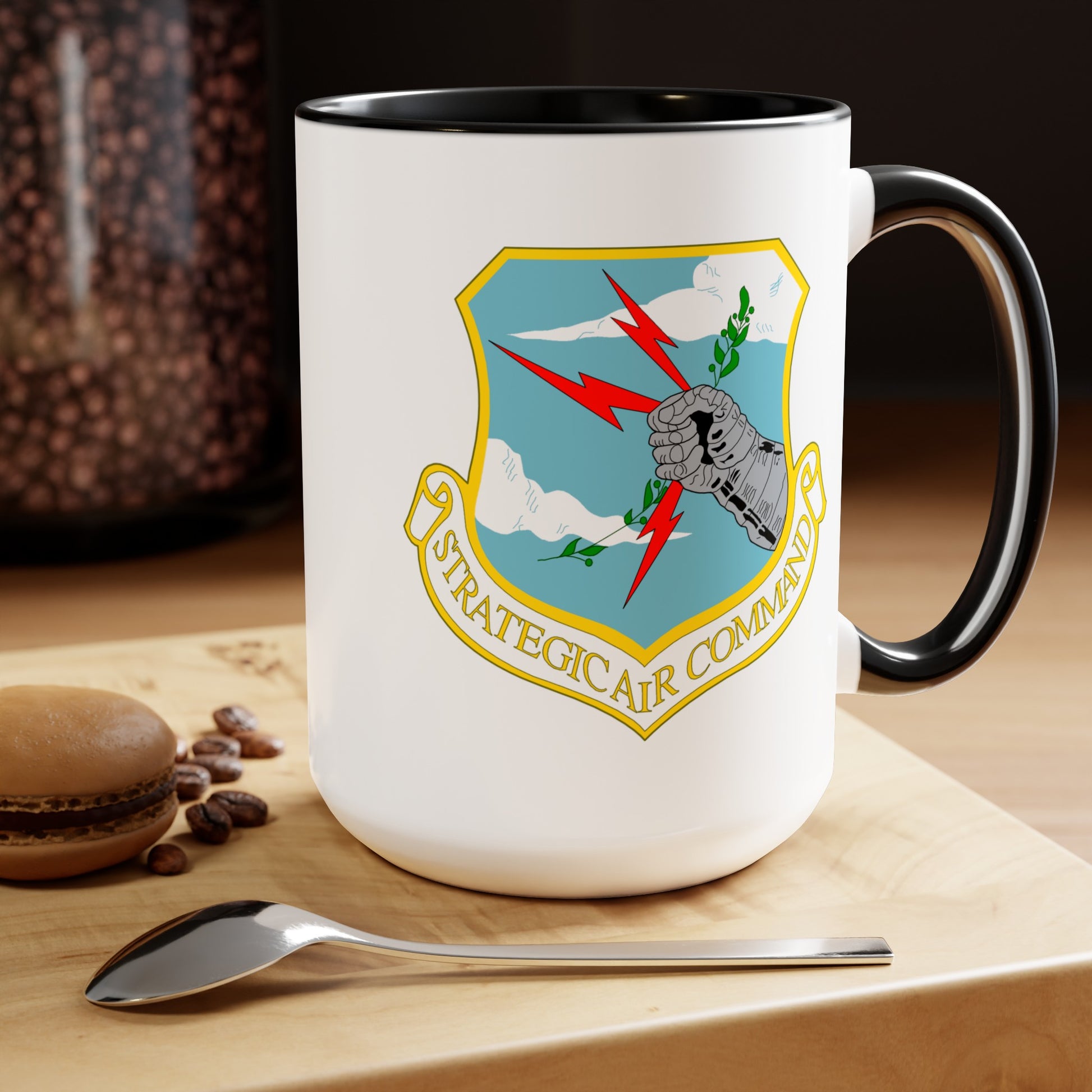 Strategic Air Command Coffee Mug - Double Sided Black Accent White Ceramic 15oz by TheGlassyLass.com