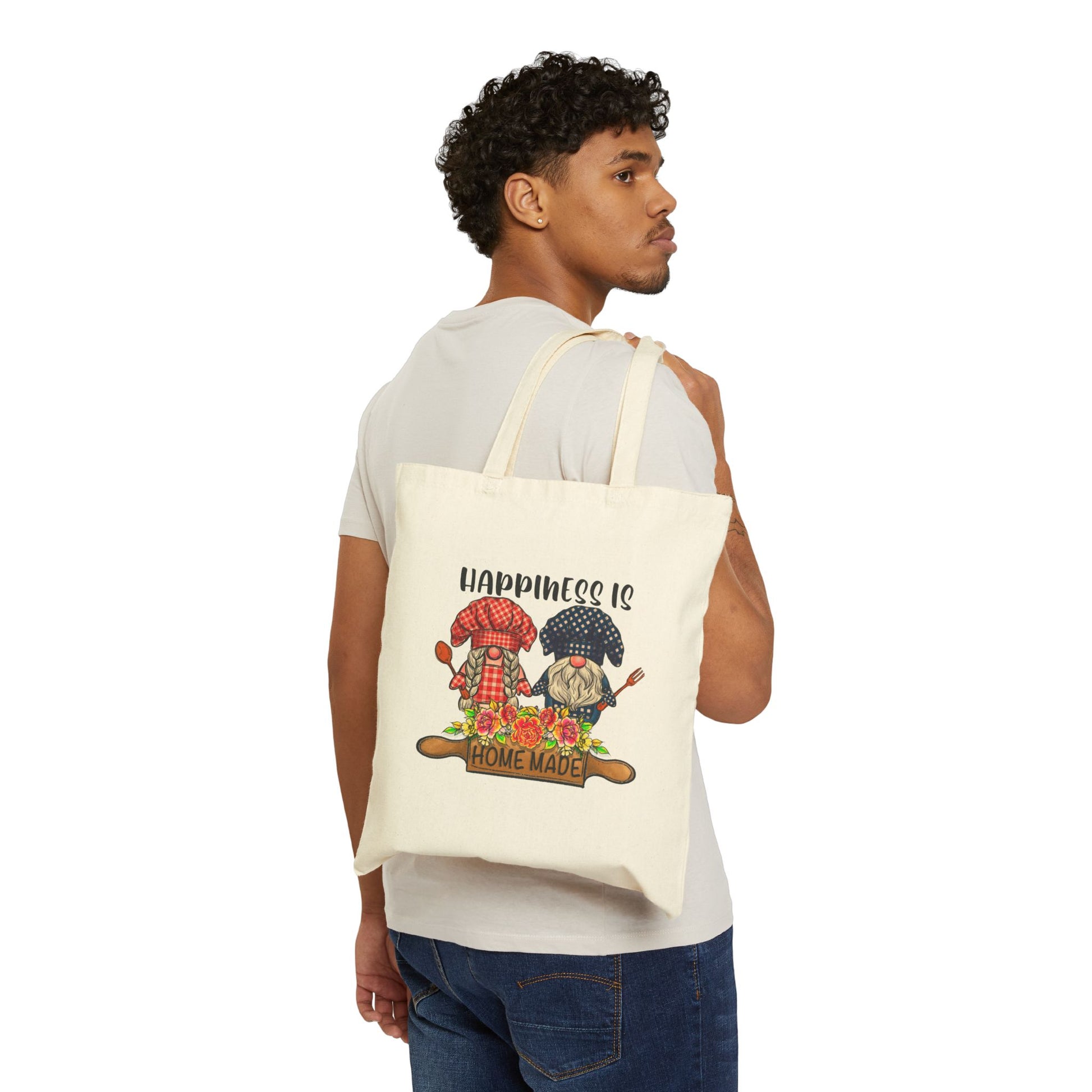 Happiness Is Gnome Made Logo Tote Bag - Heavyweight 100% Cotton Canvas by TheGlassyLass.com