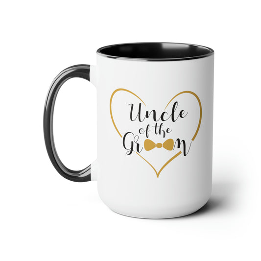 Uncle of the Groom Coffee Mug - Double Sided Black Accent Ceramic 15oz by TheGlassyLass.com