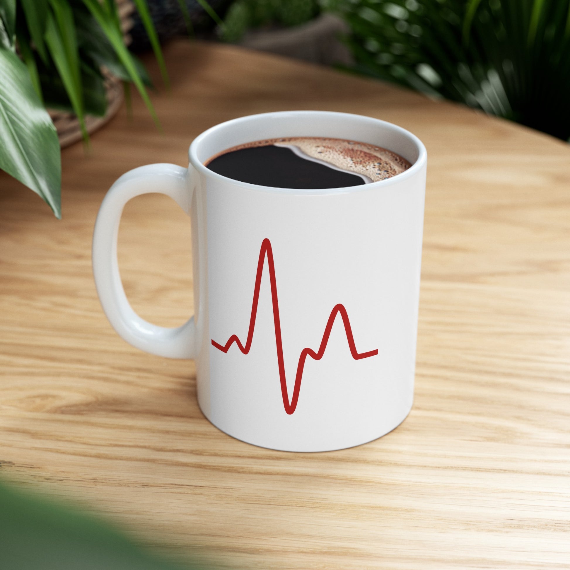 Sine Wave Coffee Mug - Double Sided White Ceramic 11oz by TheGlassyLass.com