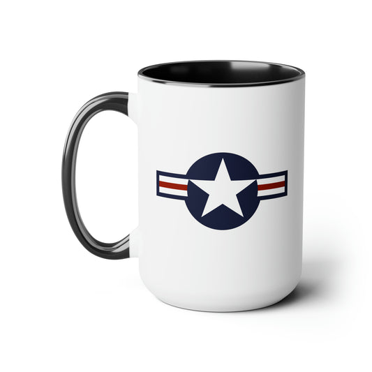 US Air Force Roundel Coffee Mug - Double Sided Black Accent Ceramic 15oz - by TheGlassyLass.com