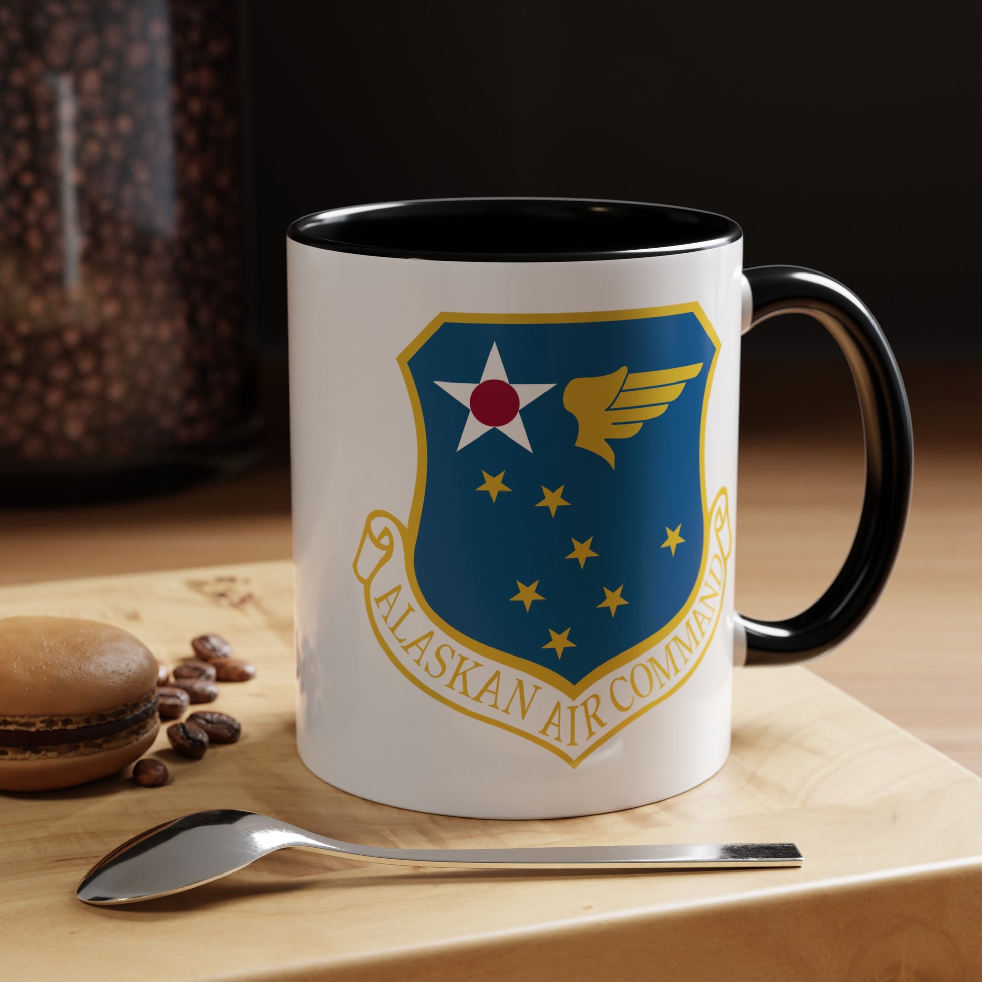 US Air Force Alaskan Air Command - Double Sided Black Accent White Ceramic Coffee Mug 11oz by TheGlassyLass.com