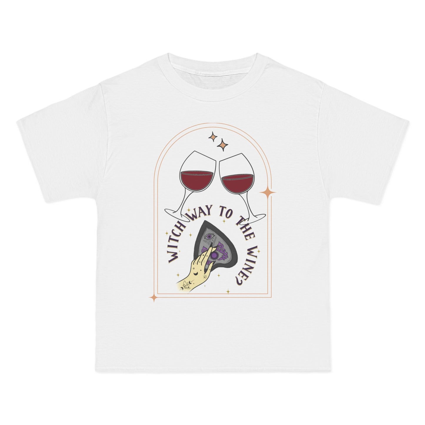 Witch Way to the Wine? Halloween T-Shirt: (Hanes Beefy-T 100% Preshrunk Cotton) Custom Printed by TheGlassyLass