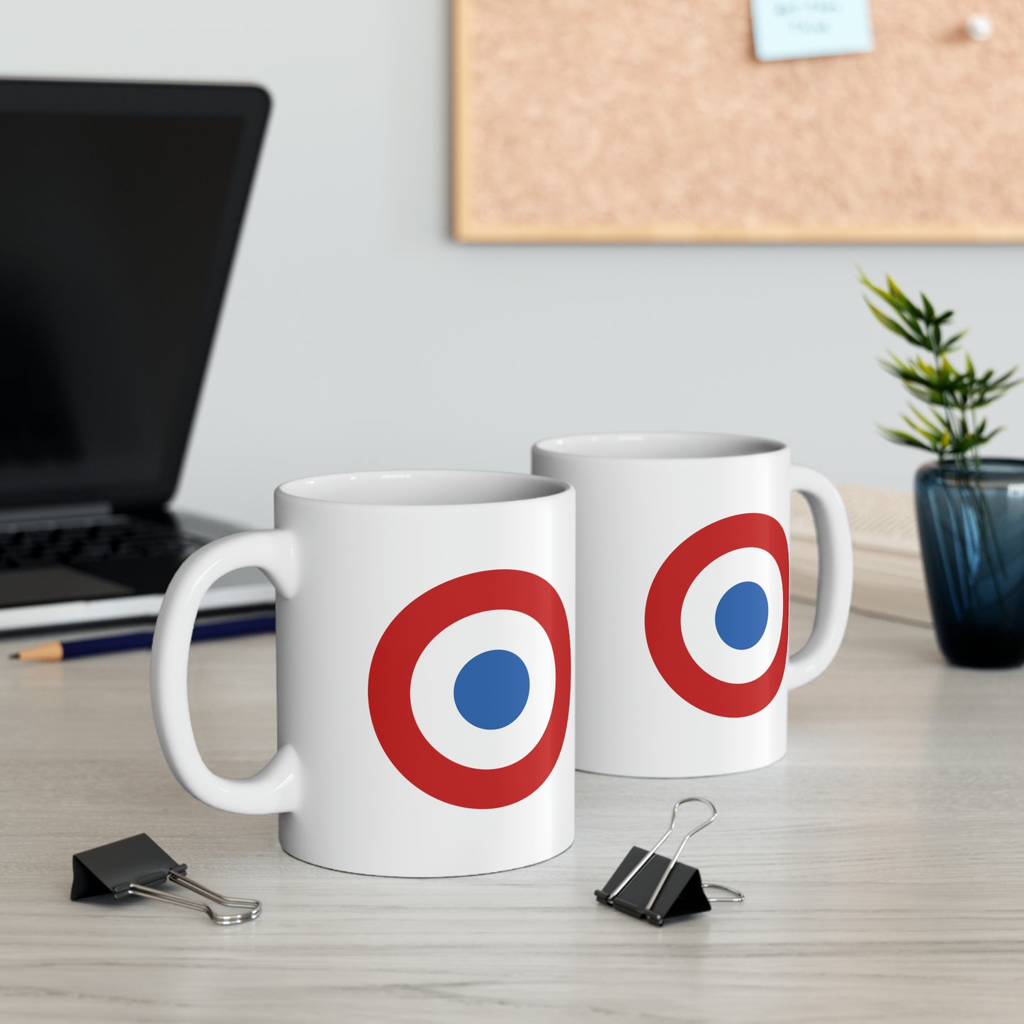 French Air Force Roundel Coffee Mug - Double Sided White Ceramic 11oz - By TheGlassyLass.com