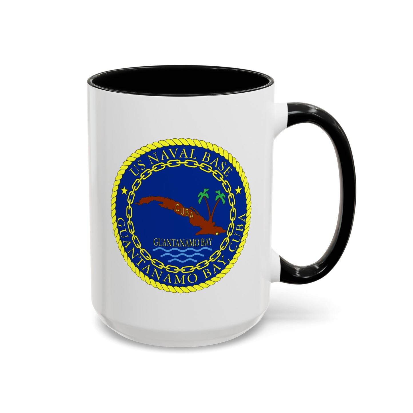 US Naval Base Guantanamo Bay Cuba Coffee Mug - Double Sided Black Accent Ceramic 15oz - by TheGlassyLass.com