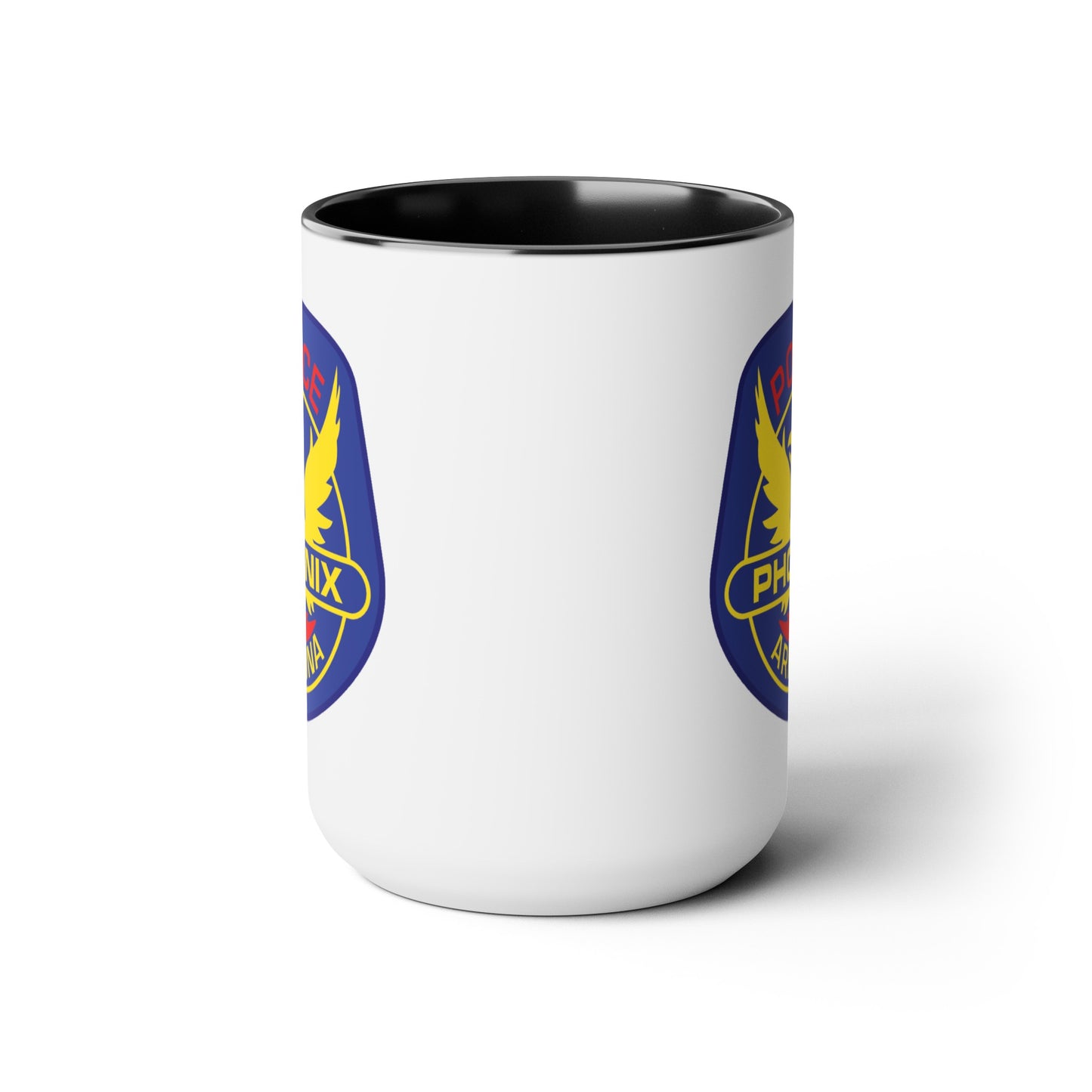 Phoenix Police Coffee Mugs - Double Sided Black Accent White Ceramic 15oz by TheGlassyLass.com