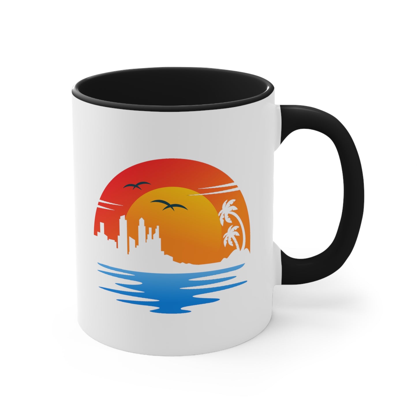 Life's a Beach Coffee Mug - Double Sided Black Accent White Ceramic 11oz by TheGlassyLass.com