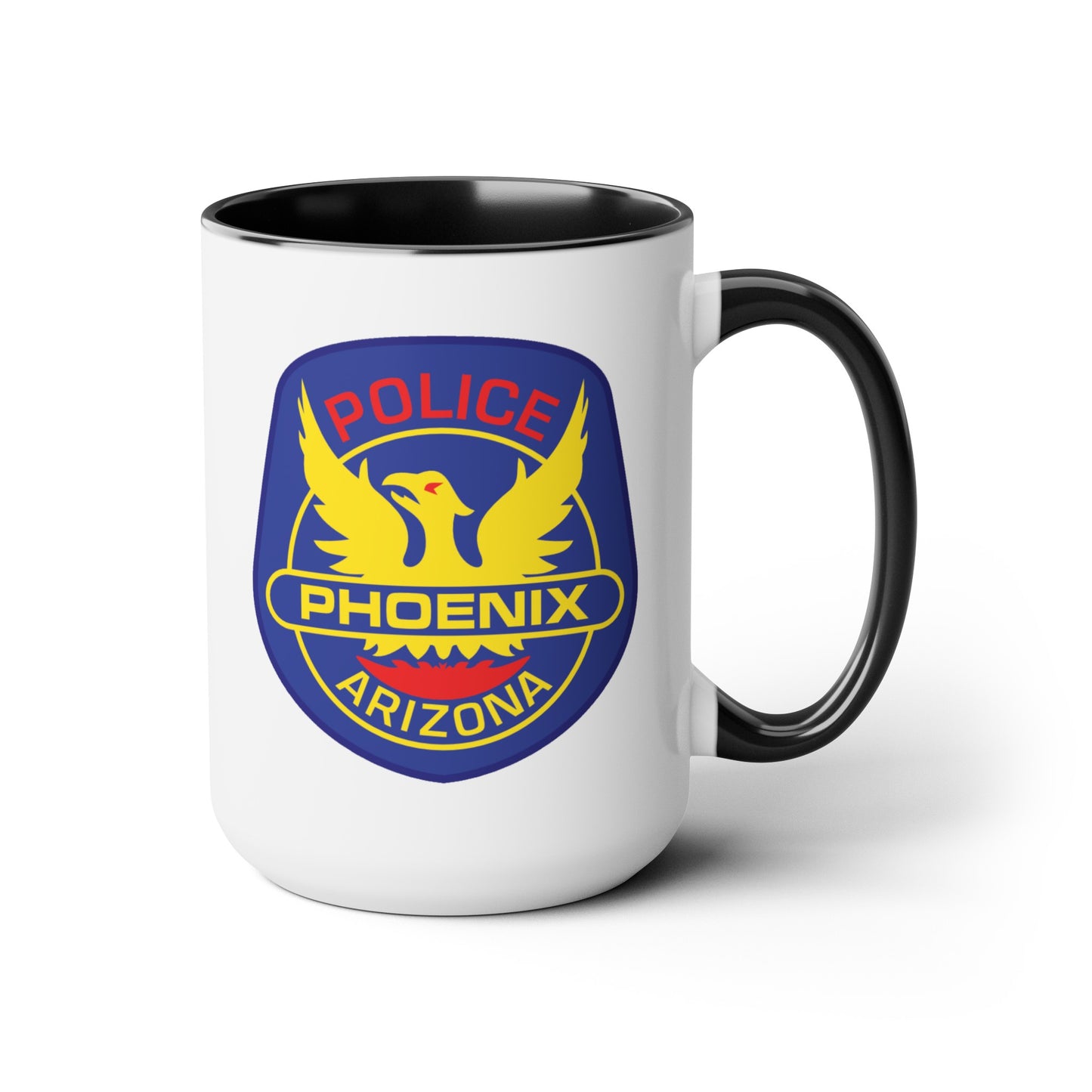 Phoenix Police Coffee Mugs - Double Sided Black Accent White Ceramic 15oz by TheGlassyLass.com