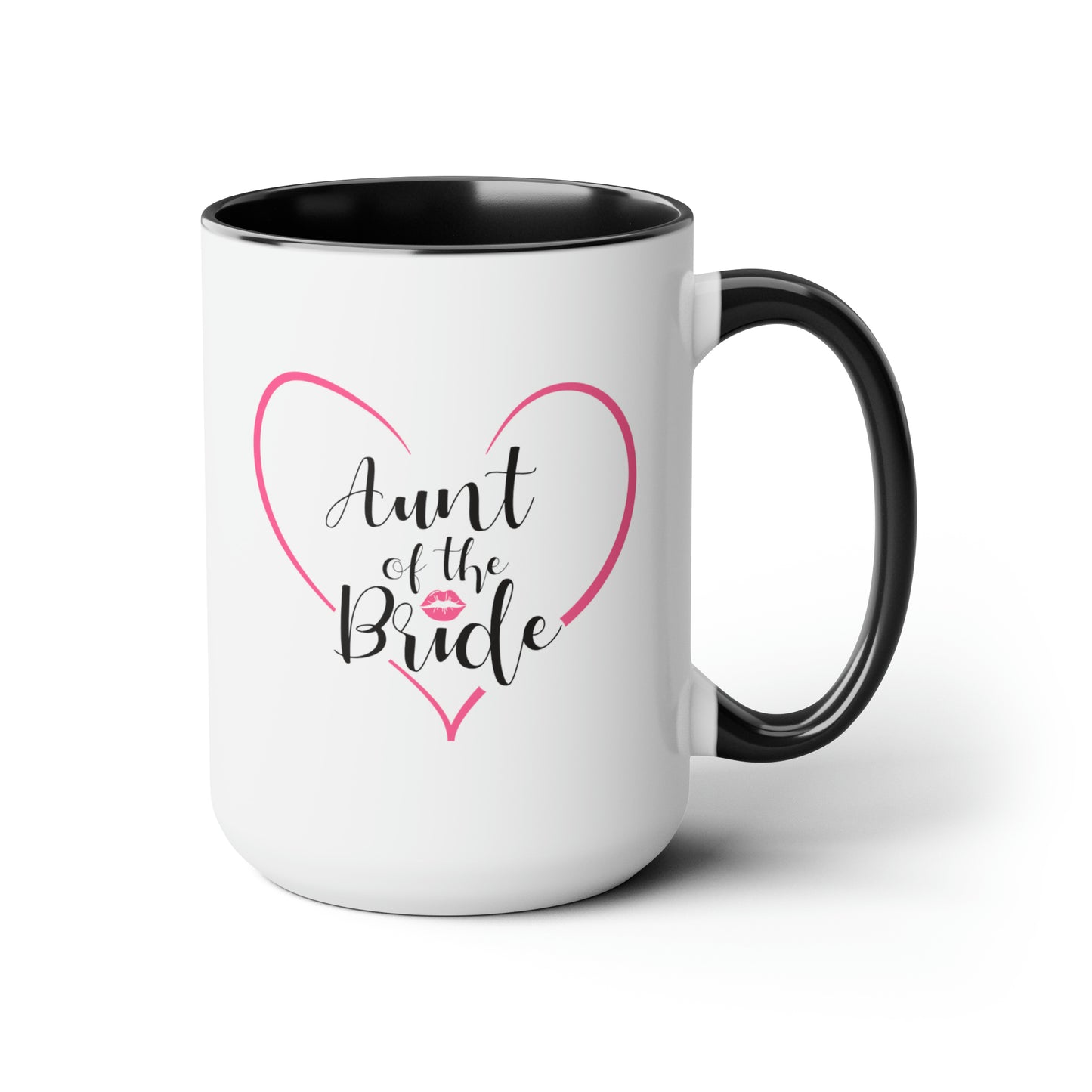 Aunt of the Bride Coffee Mug - Double Sided Black Accent Ceramic 15oz by TheGlassyLass.com