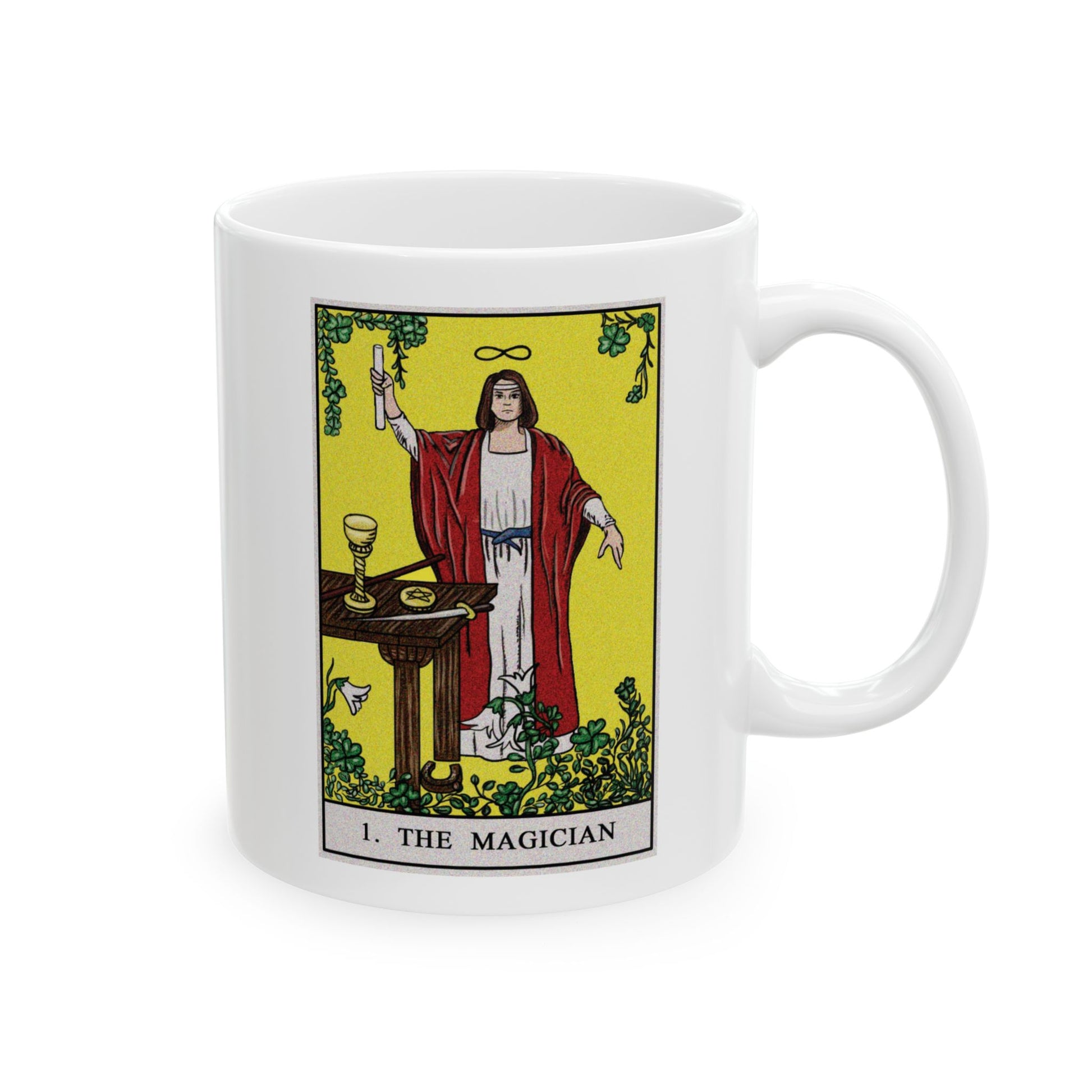 The Magician Tarot Card Coffee Mug - Double Sided Print, White Ceramic, 11oz by TheGlassyLass.com