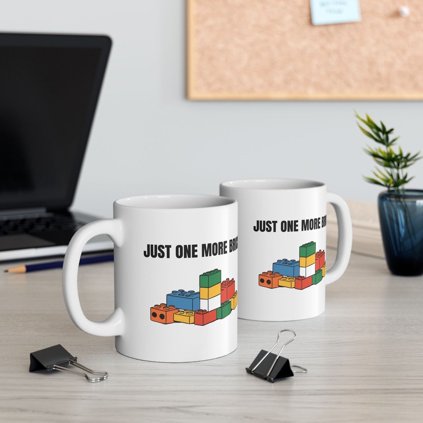LEGO Just One More Brick Coffee Mug - Double Sided White Ceramic 11oz by TheGlassyLass.com