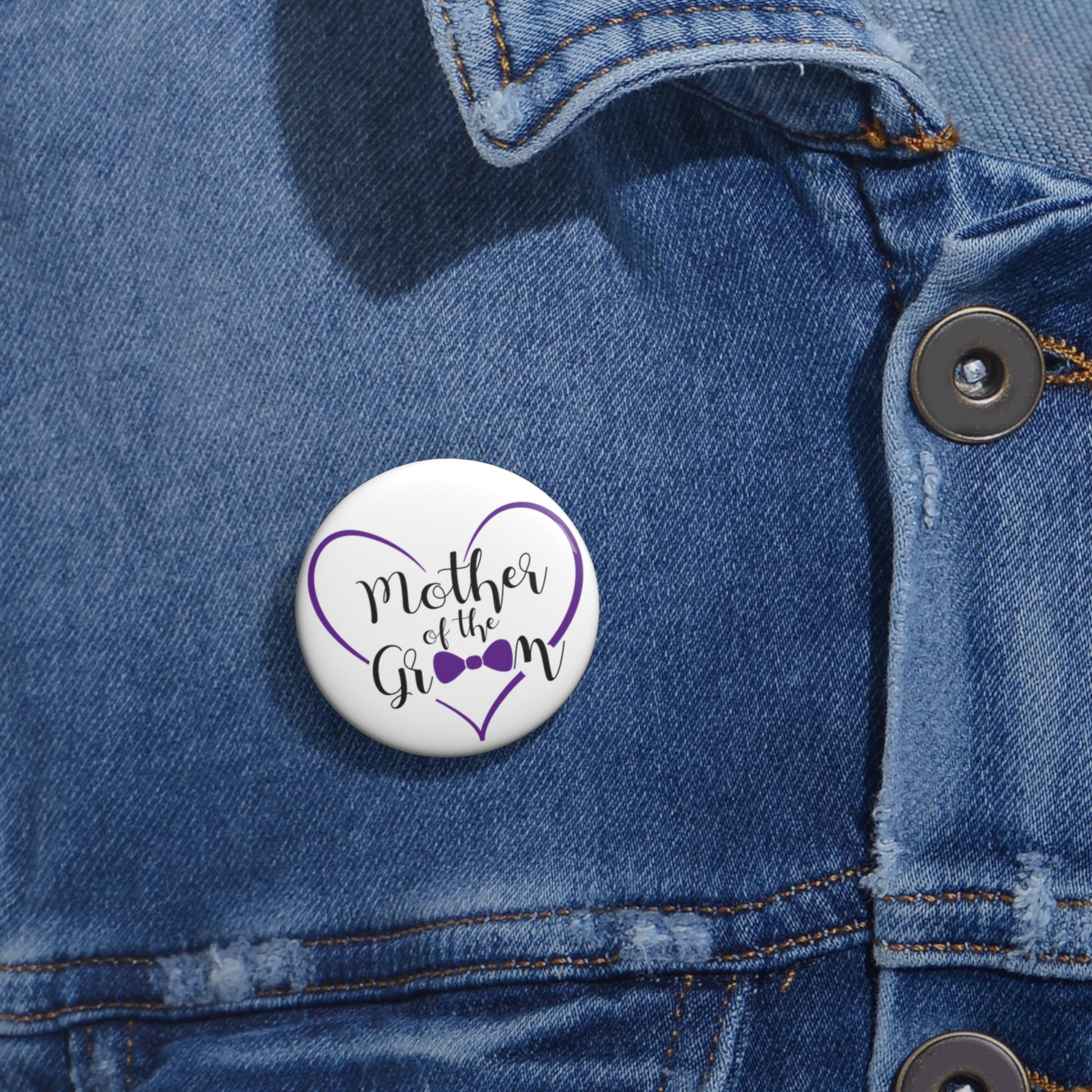 Mother of the Groom Button Pin 1.25" Round | Wedding Party Design by TheGlassyLass.com