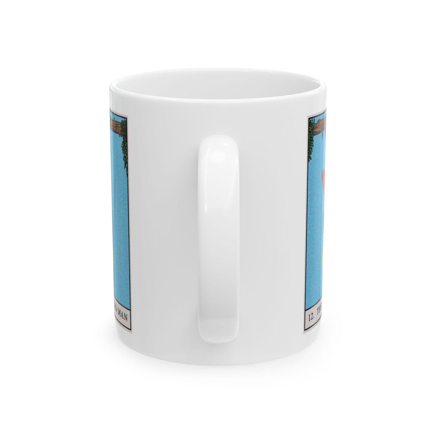 The Hanged Man Tarot Card Coffee Mug - Double Sided Print, White Ceramic, 11oz by TheGlassyLass.com