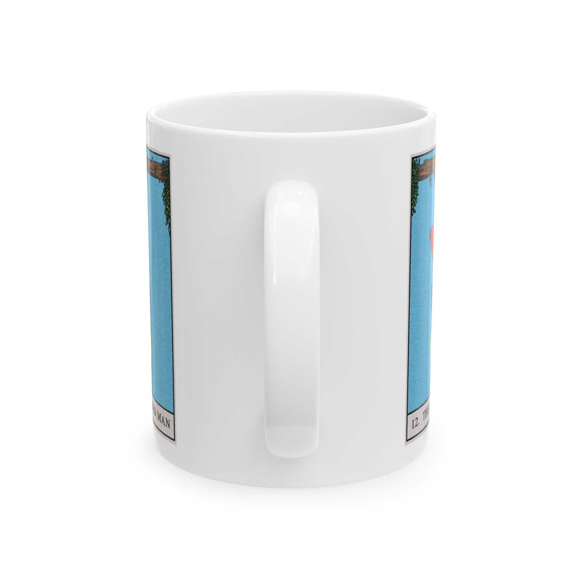 The Hanged Man Tarot Card Coffee Mug - Double Sided Print, White Ceramic, 11oz by TheGlassyLass.com