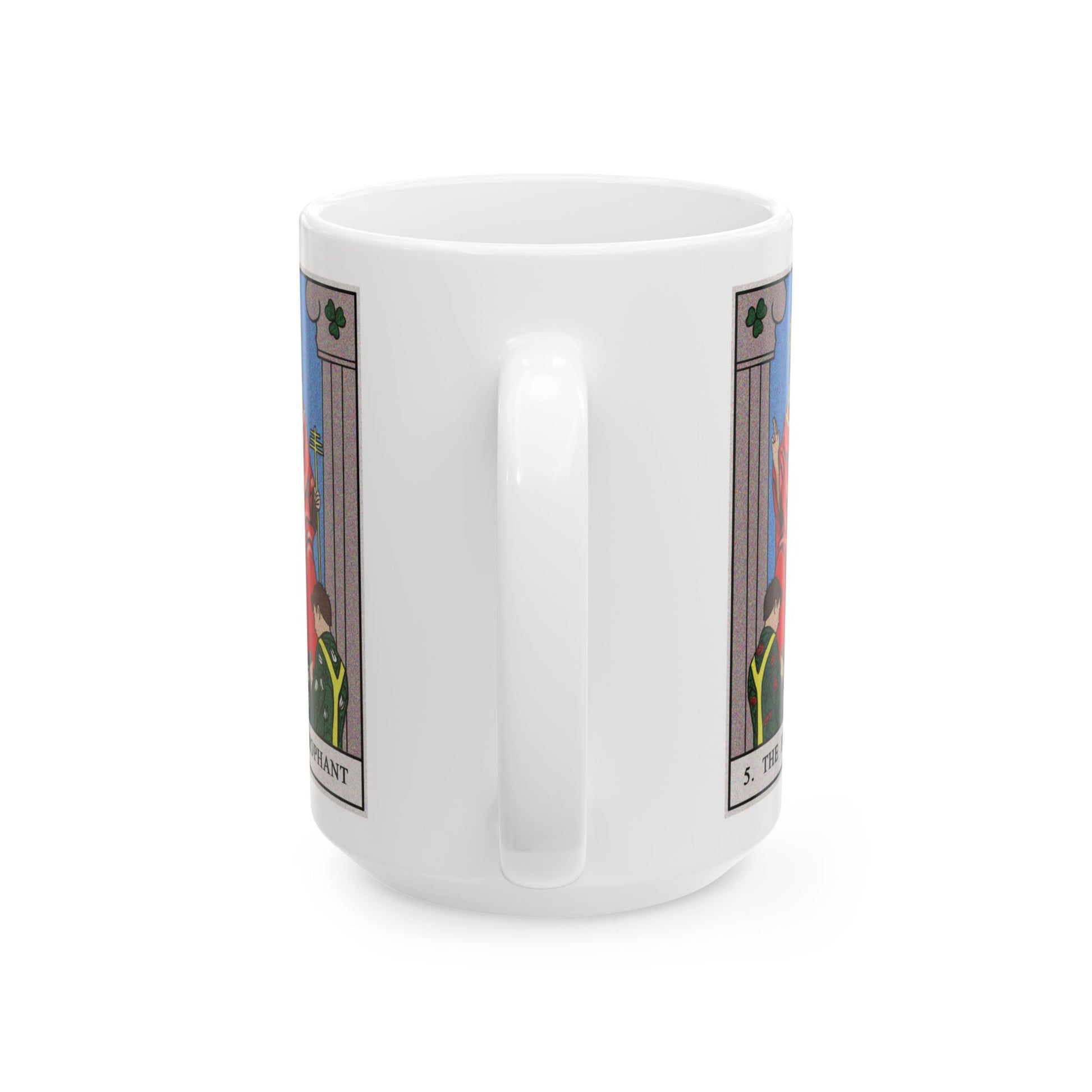 The Hierophant Tarot Card Coffee Mug - Double Sided White Ceramic 15oz by TheGlassyLass.com