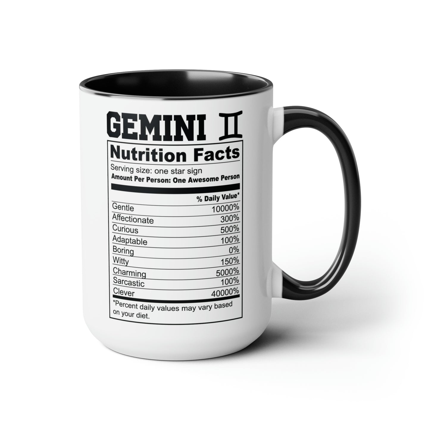 Gemini Tarot Card Coffee Mug - Double Sided Black Accent Ceramic 15oz by TheGlassyLass.com