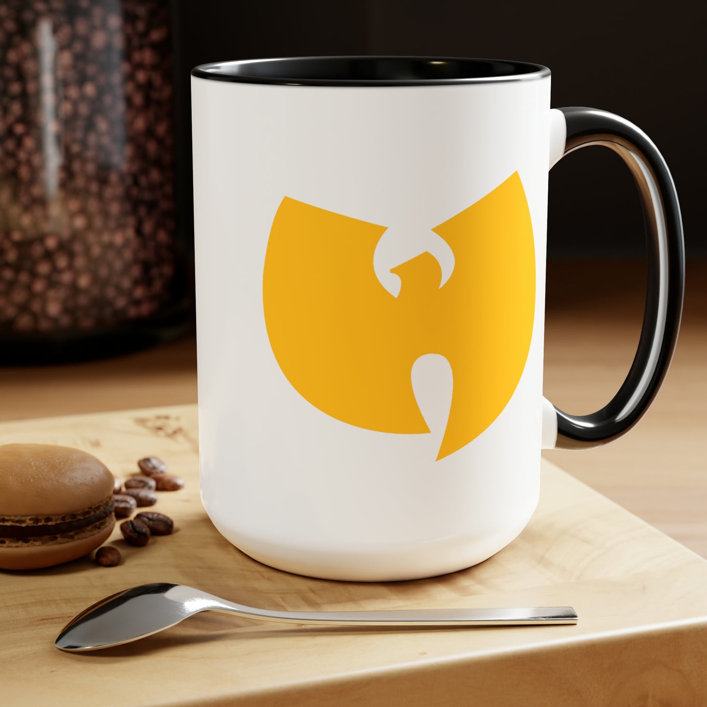 Wu-Tang Yellow Coffee Mug - Double Sided Black Accent White Ceramic 15oz by TheGlassyLass.com
