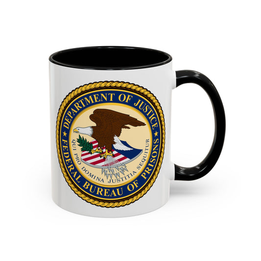 Federal Bureau of Prisons Coffee Mug - Double Sided Black Accent White Ceramic 11oz by TheGlassyLass.com