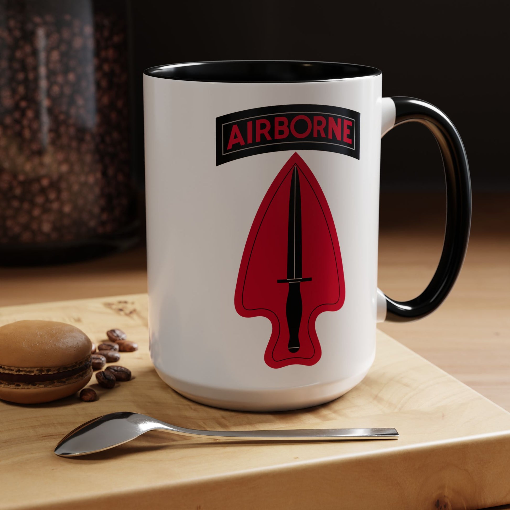 Delta Force Coffee Mug - Double Sided Black Accent White Ceramic 15oz by TheGlassyLass.com