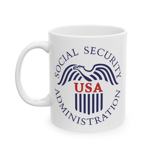 Social Security Administration Seal Coffee Mug - Double Sided Print, White Ceramic, 11oz by TheGlassyLass.com