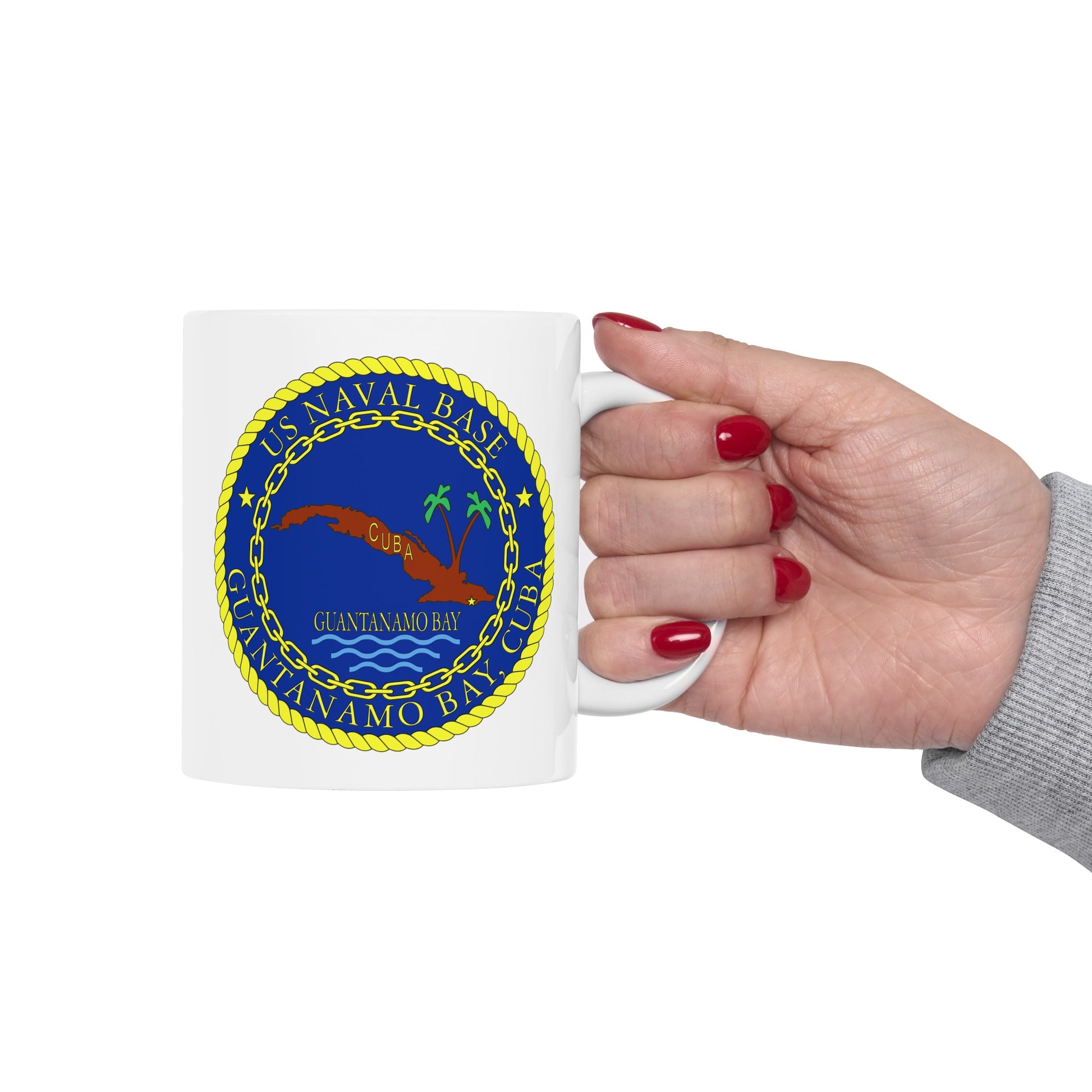 US Naval Base Guantanamo Bay Cuba Coffee Mug - Double Sided White Ceramic 11oz - by TheGlassyLass.com