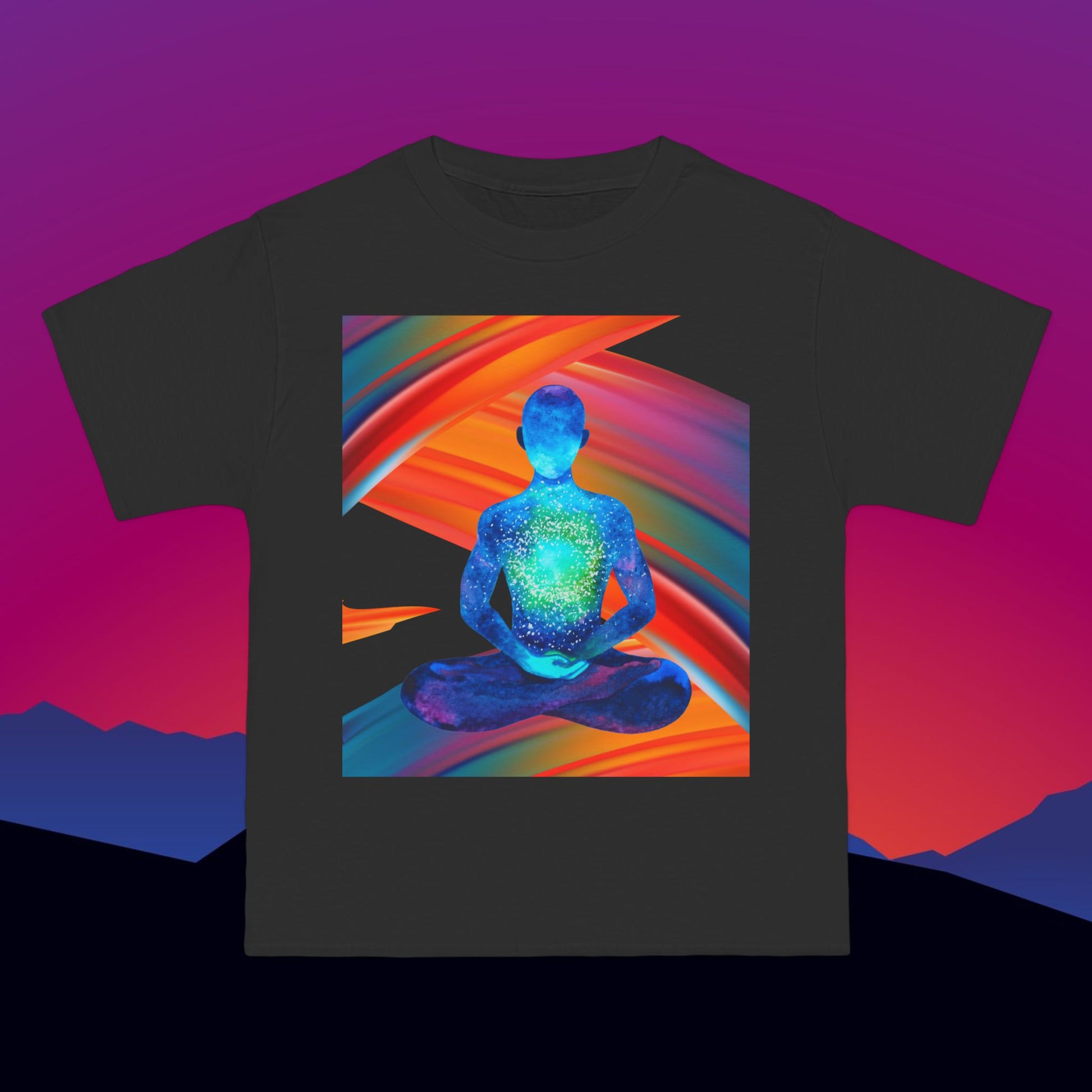 Peace Through Meditation T-Shirt: (Hanes Beefy-T 100% Preshrunk Cotton Custom Printed by TheGlassyLass.com