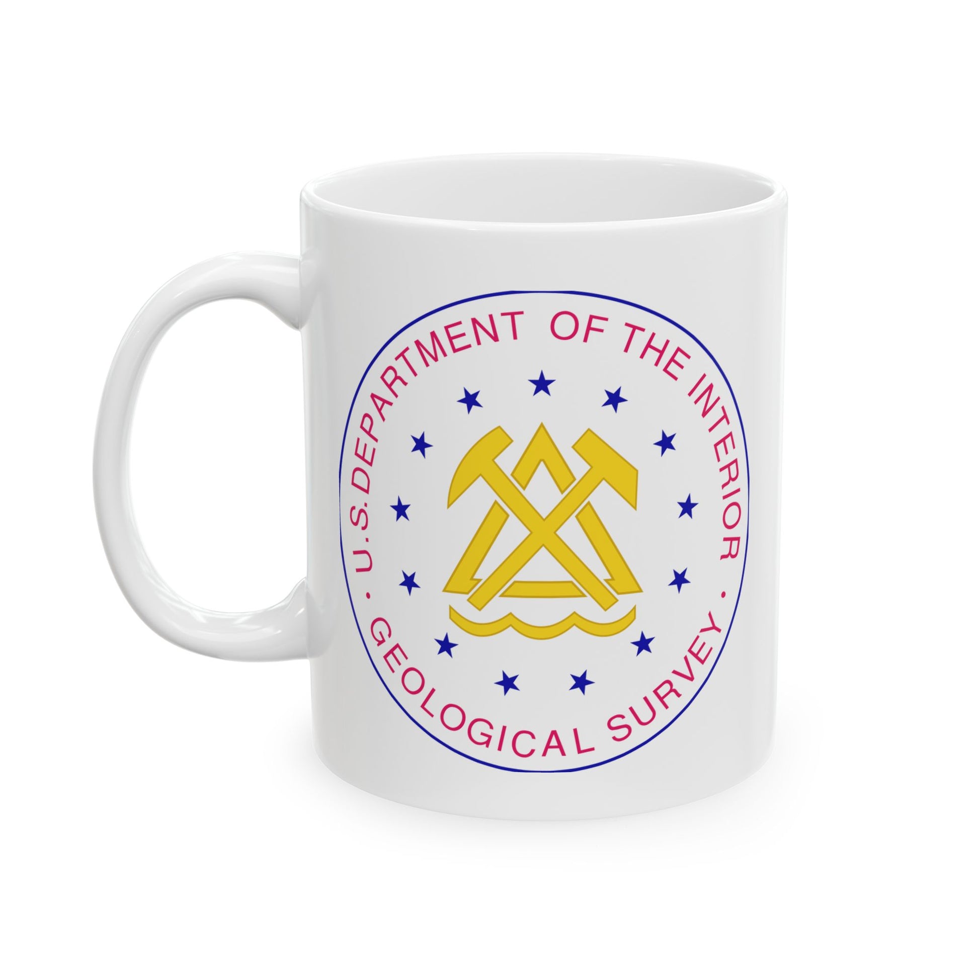 US Department of the Interior Geological Survey Coffee Mug - Double Sided Print, White Ceramic, 11oz by TheGlassyLass.com