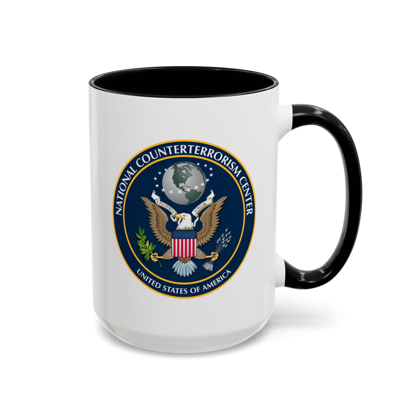 National Counterterrorism Center - Double Sided Black Accent White Ceramic Coffee Mug 15oz by TheGlassyLass.com