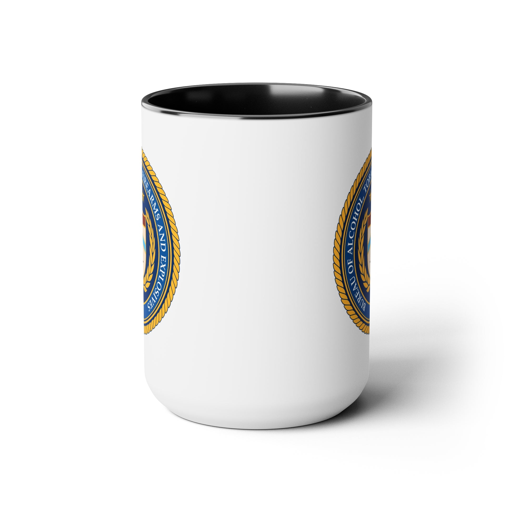US ATF Seal Coffee Mug - Double Sided Black Accent White Ceramic 15oz by TheGlassyLass